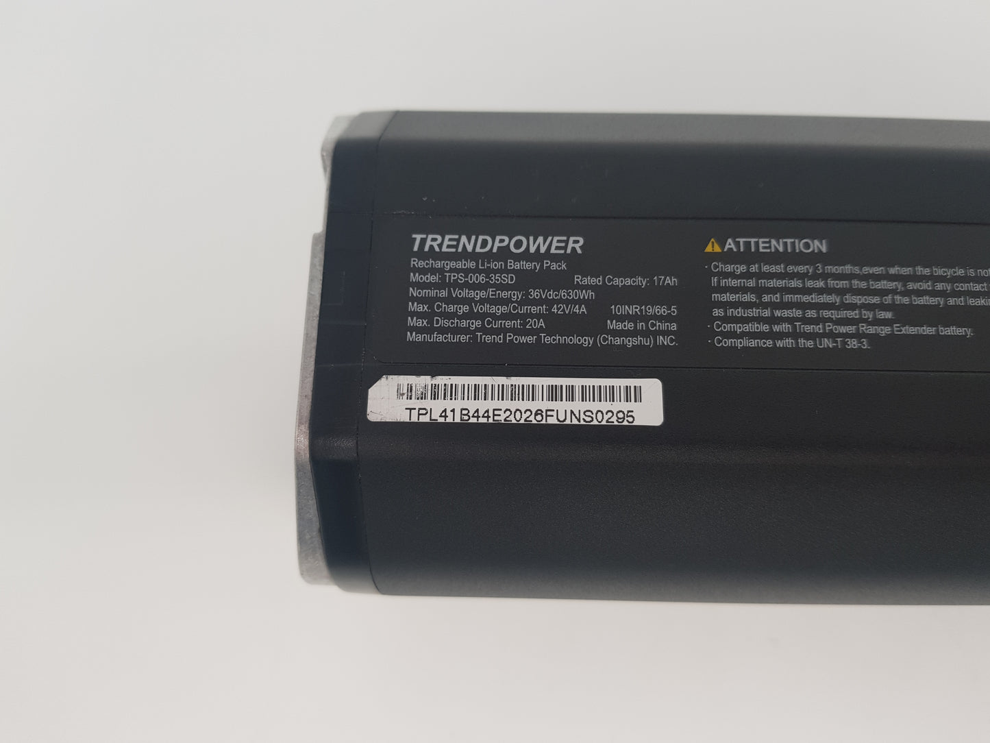 Trendpower TPS-006-35SD Shimano E-Bike Akku Battery 36V, 630Wh, 17Ah Intube,0295