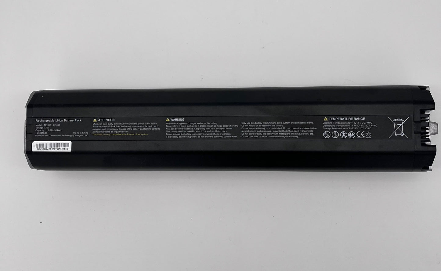 Trendpower TP-SMN-02-35S Shimano E-Bike Akku Battery 36V 504Wh 13,6Ah Intube; 0449 int.